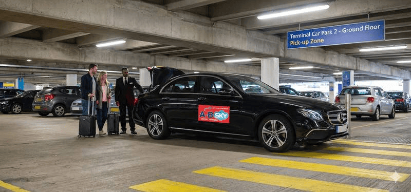 Luton Airport car park pickup area